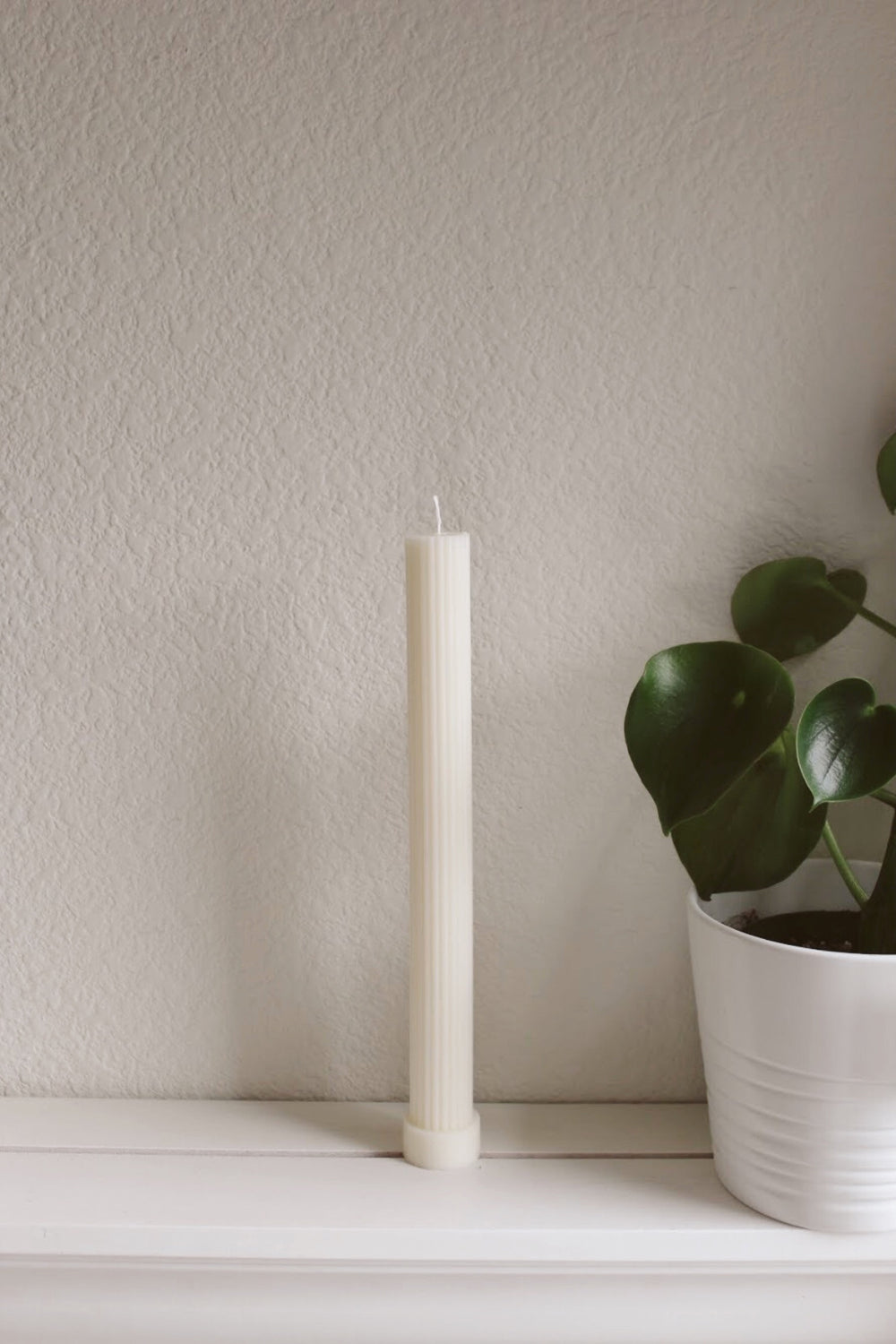 White Fluted Pillar Candle