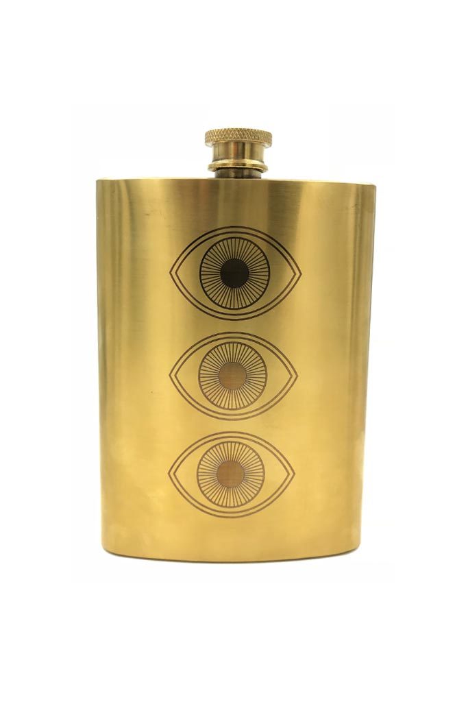 Large Gold Evil Eye Flask
