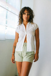 White Scalloped Button Down