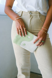 X Prism Avocado + Cream Yin Yang Zipper Pouch