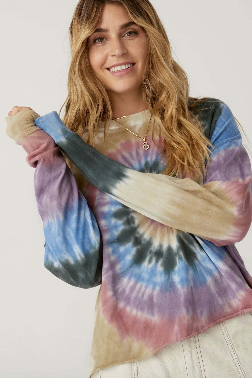 Autumn Tie Dye Long Sleeve Crop