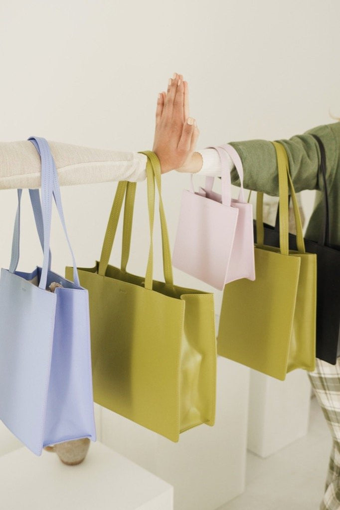 Chartreuse Small Leather Tote