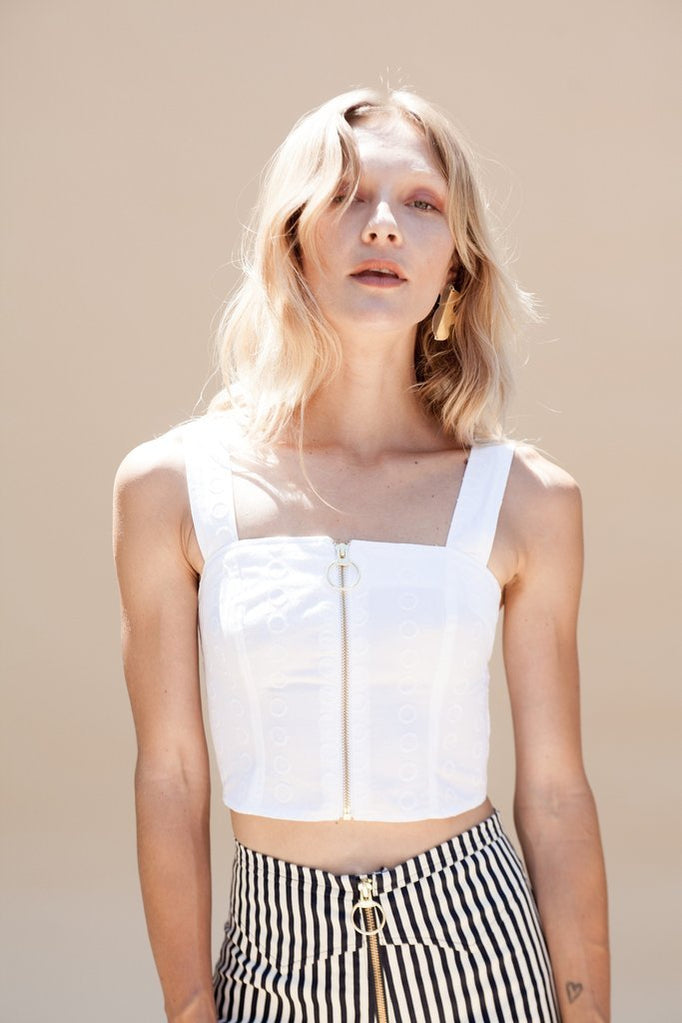 Embroidery Zip Up Bustier
