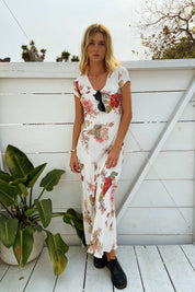 90s Floral Bias Cut Maxi Dress