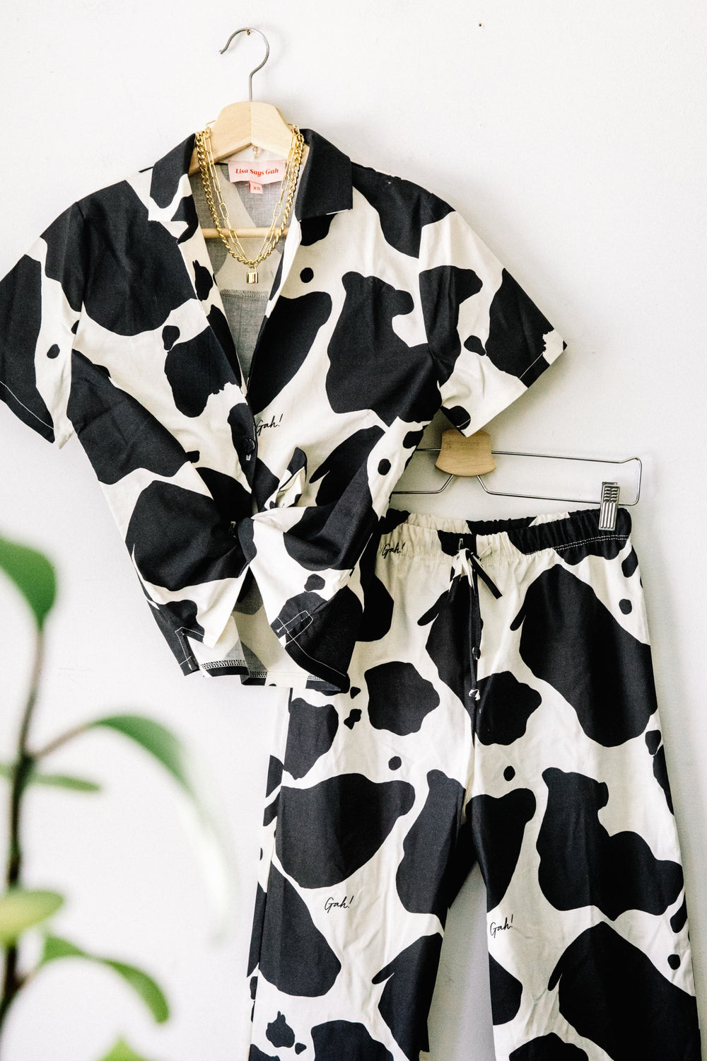 Black + White Cow Billie PJ Set