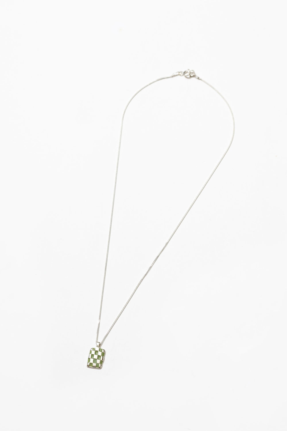 Green + Silver Penny Necklace