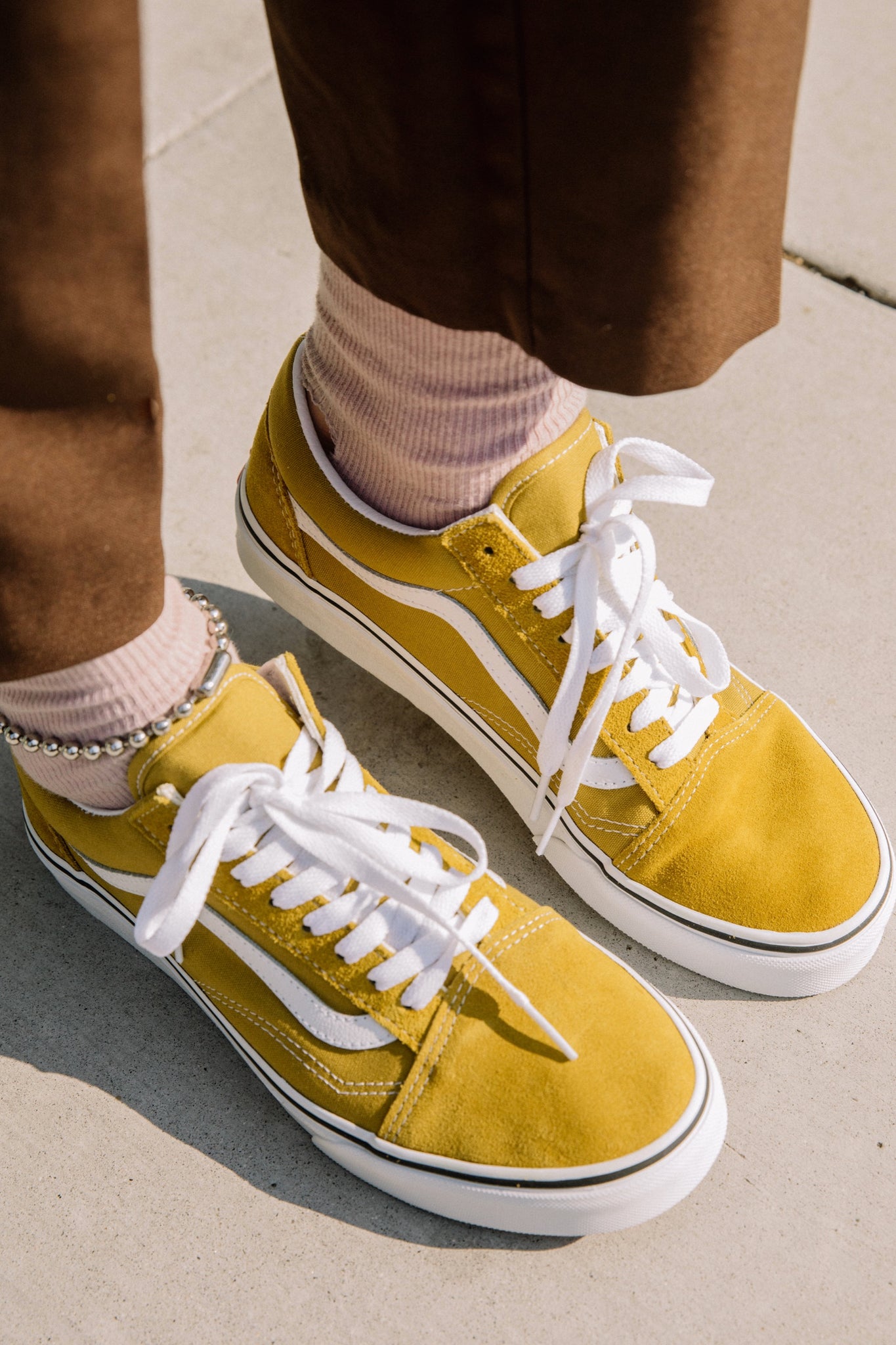Olive vans with gold tips deals