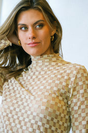 Sand Harmony Checkered Mesh Top