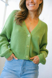 Olive Green Sailor Slouch Cardigan