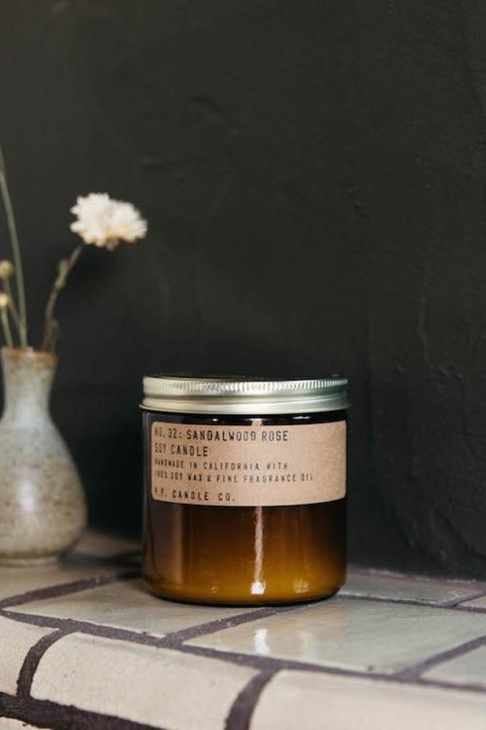 Large Sandalwood Rose Candle