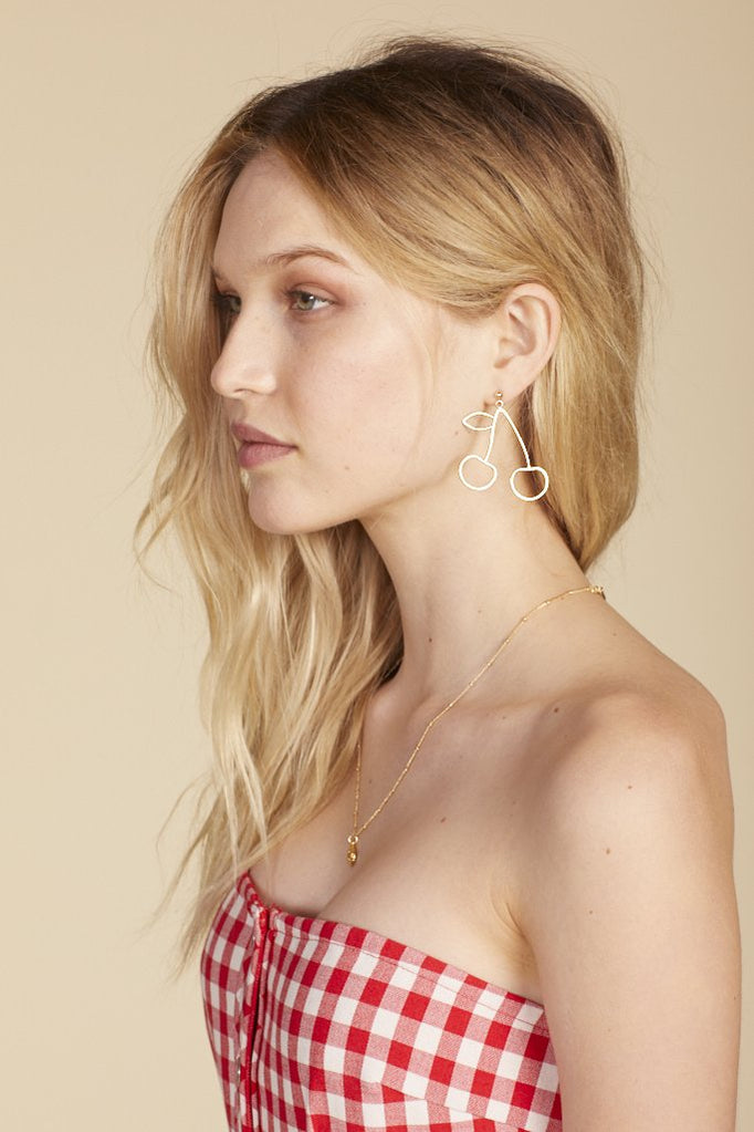 Gold Cherry Earrings