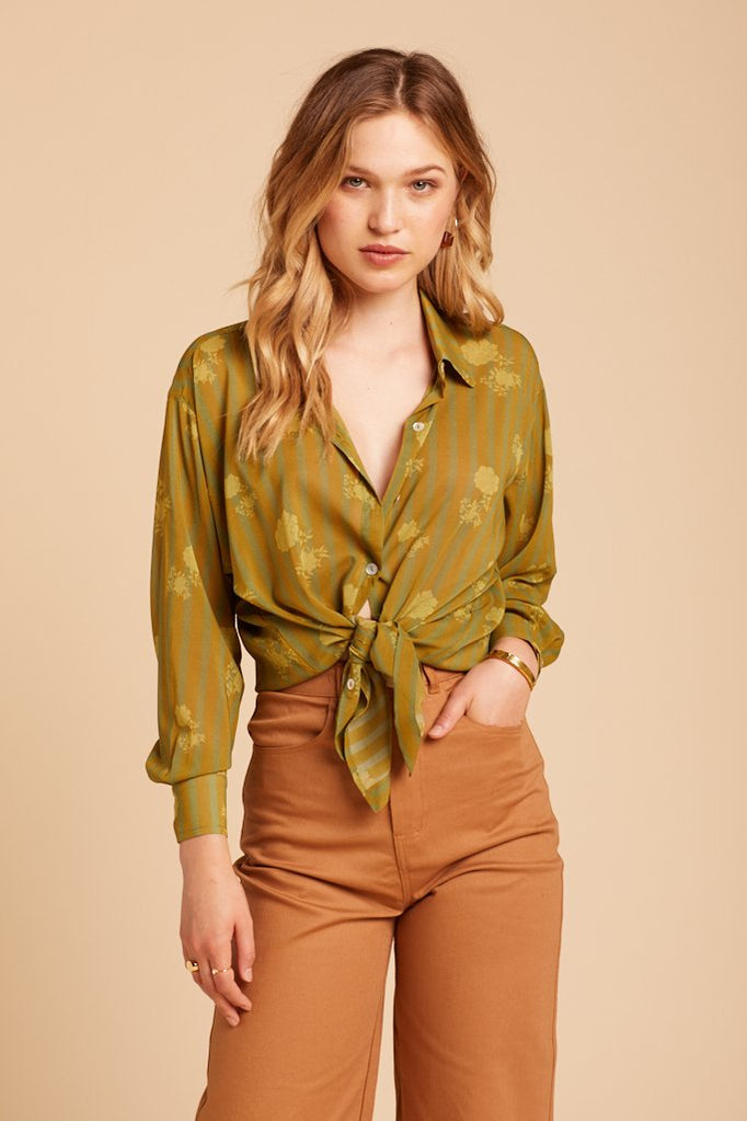Verde Stripe Luna Blouse
