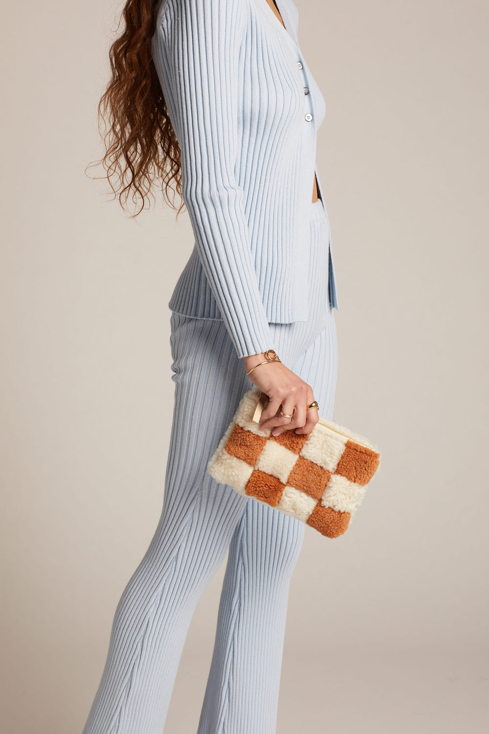 X Prism Cognac + White Checkered Patchwork Pouch