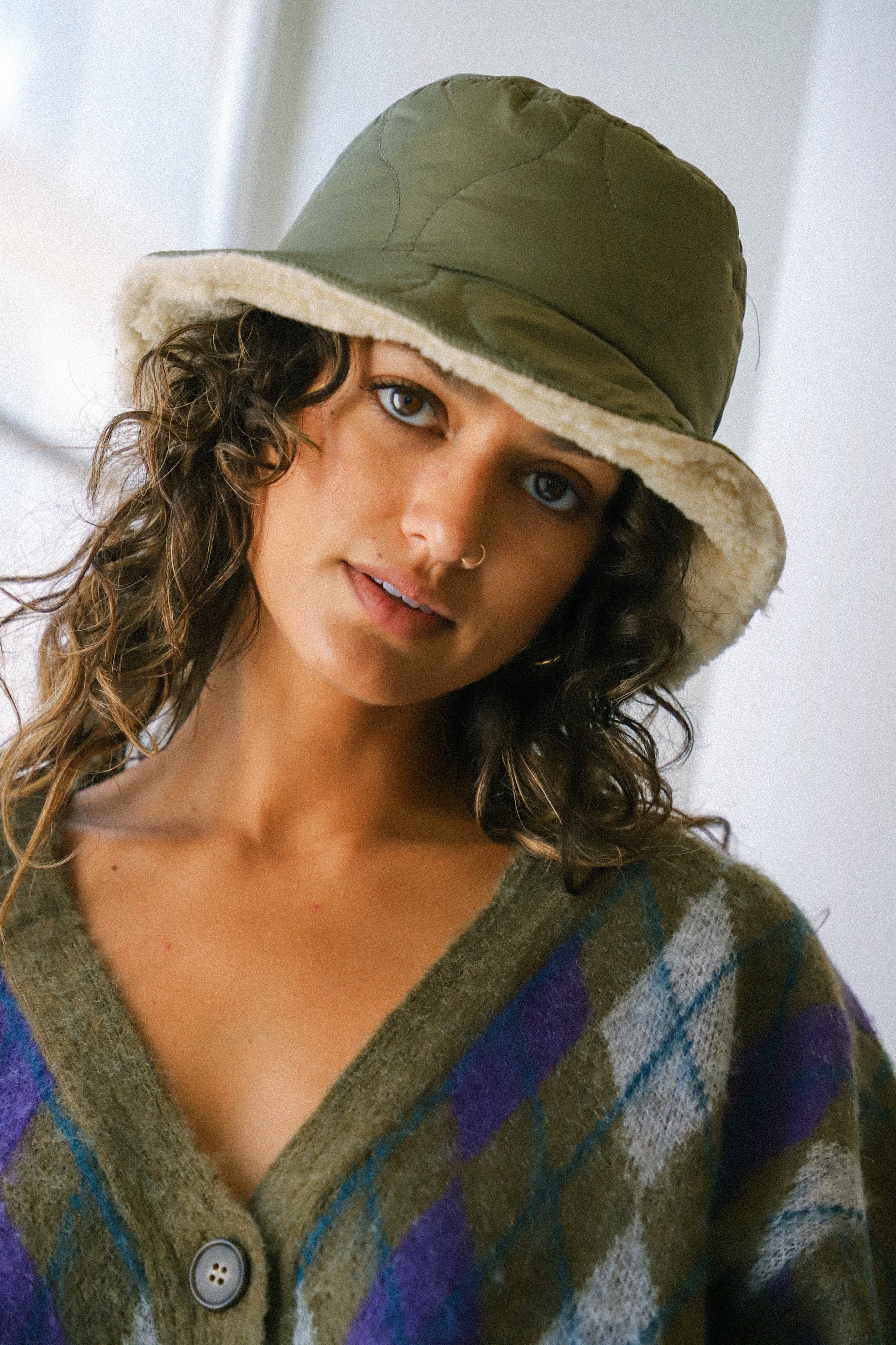 Military Olive Sherpa Petra Reversible Hat