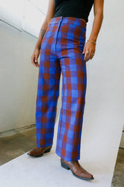 Rust + Cobalt Silk Pant