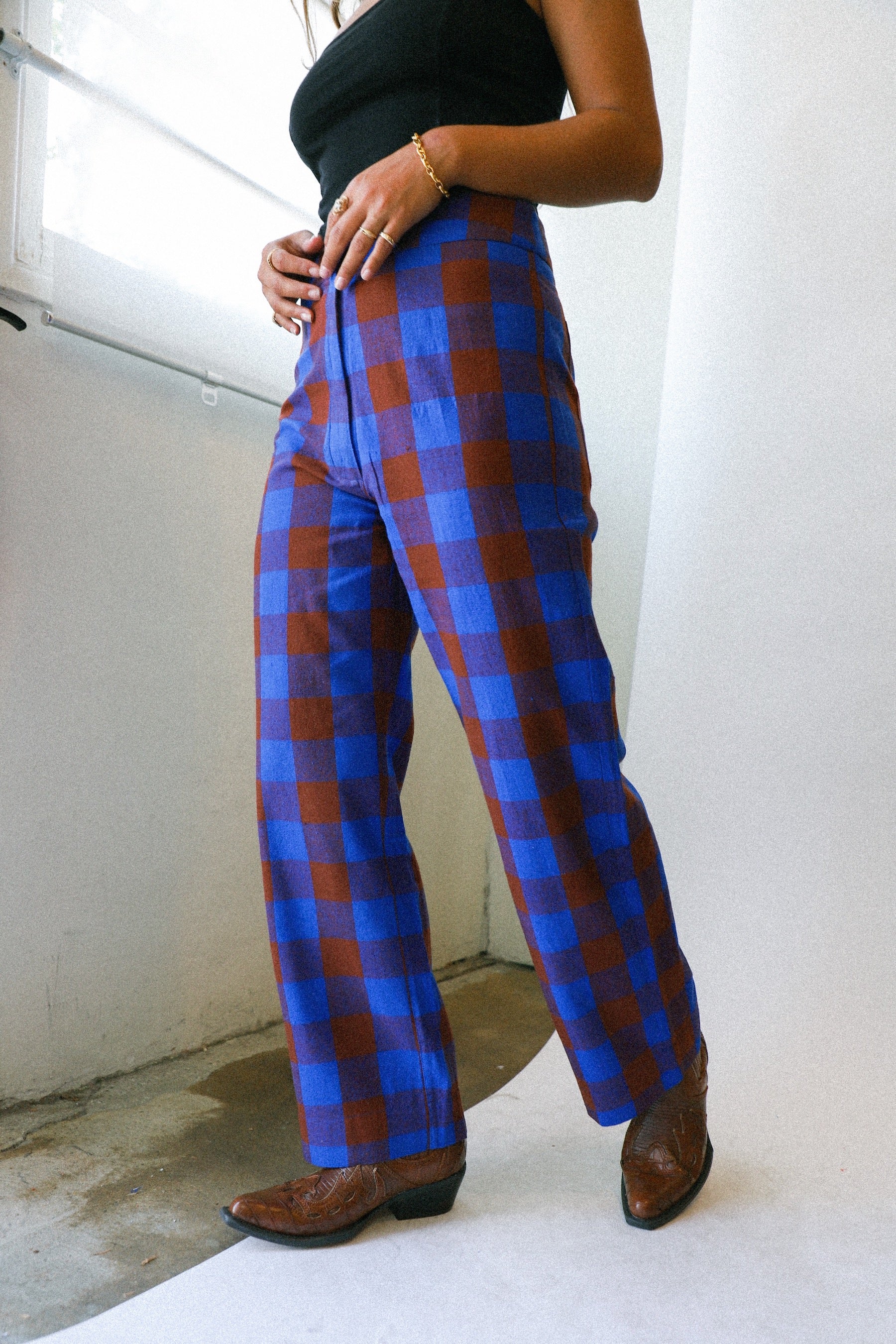 Rust + Cobalt Silk Pant