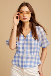 Blue Gingham Maybelle Top