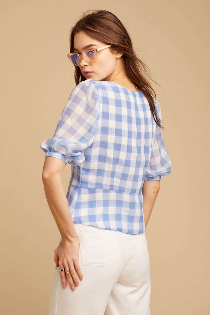 Blue Gingham Maybelle Top
