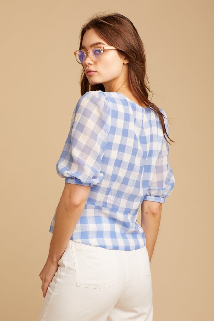 Blue Gingham Maybelle Top