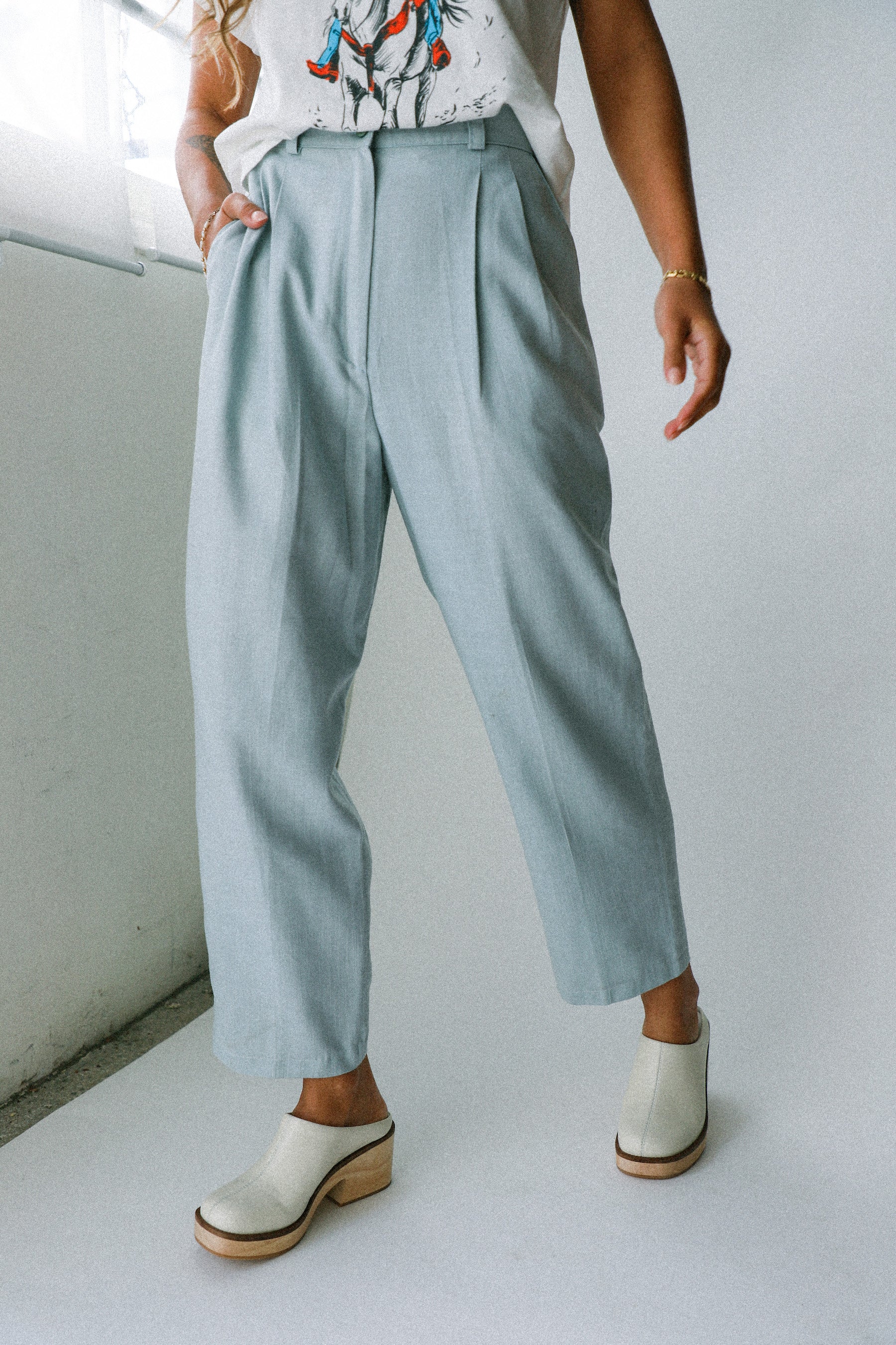 Pale Grey Haggar Trousers