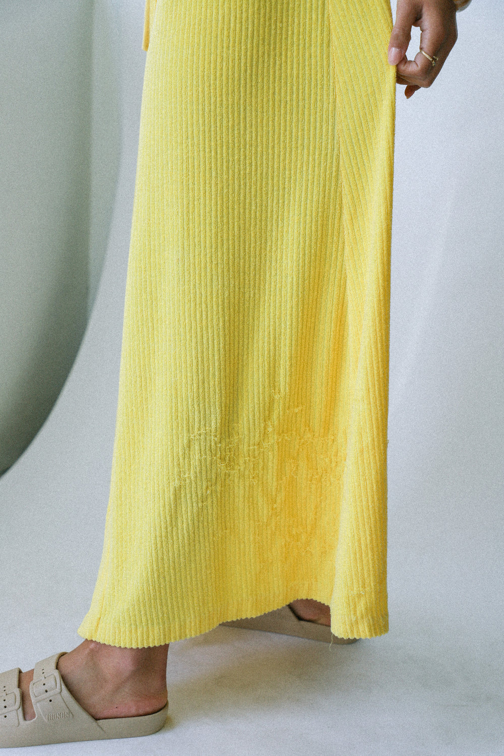 Yellow Ribbed Terry Cloth Robe