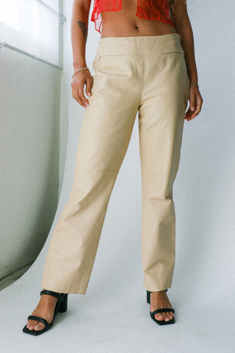 Beige Leather Pant