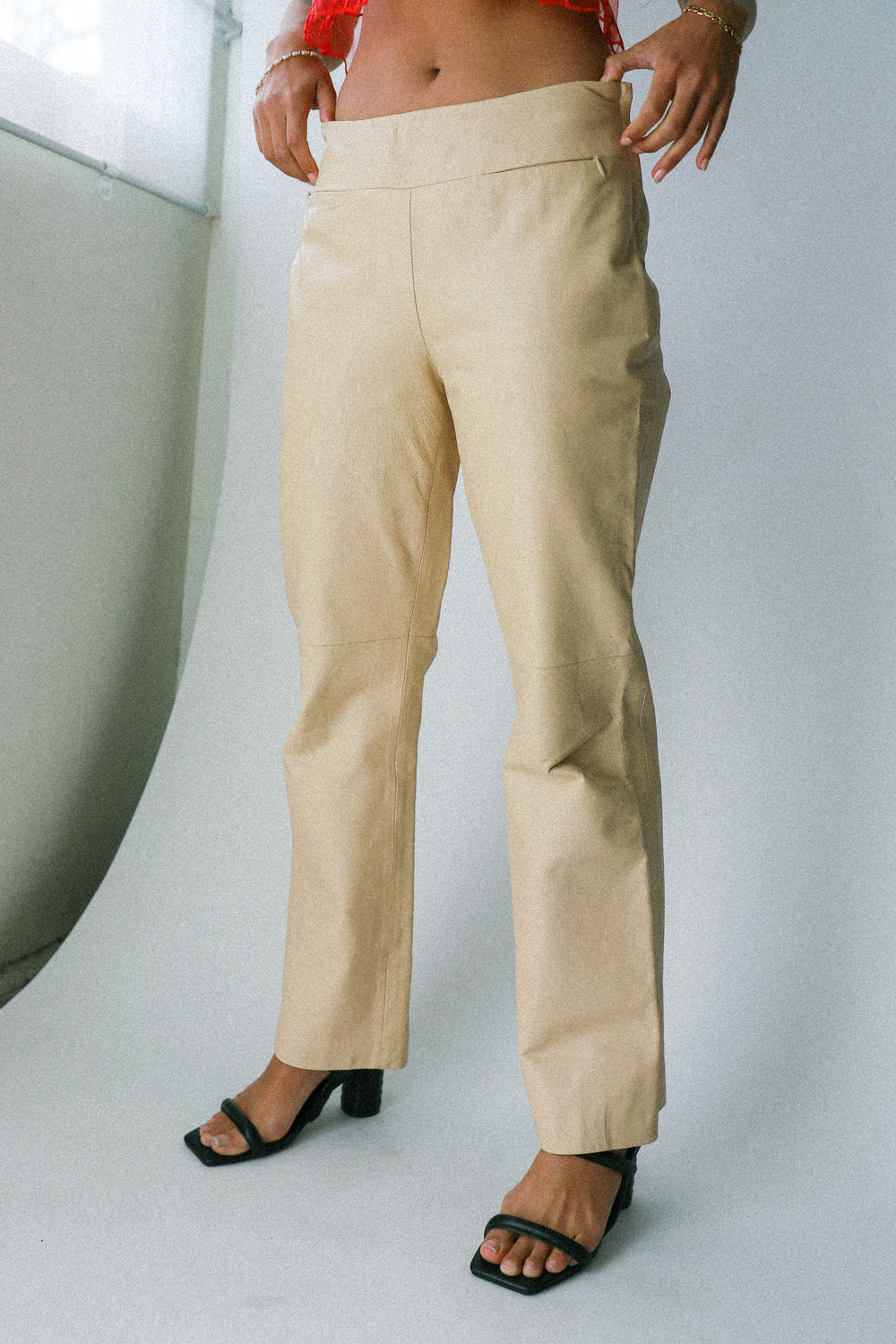 Beige Leather Pant