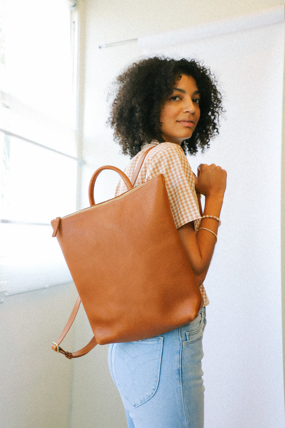 Cognac Leather Backpack