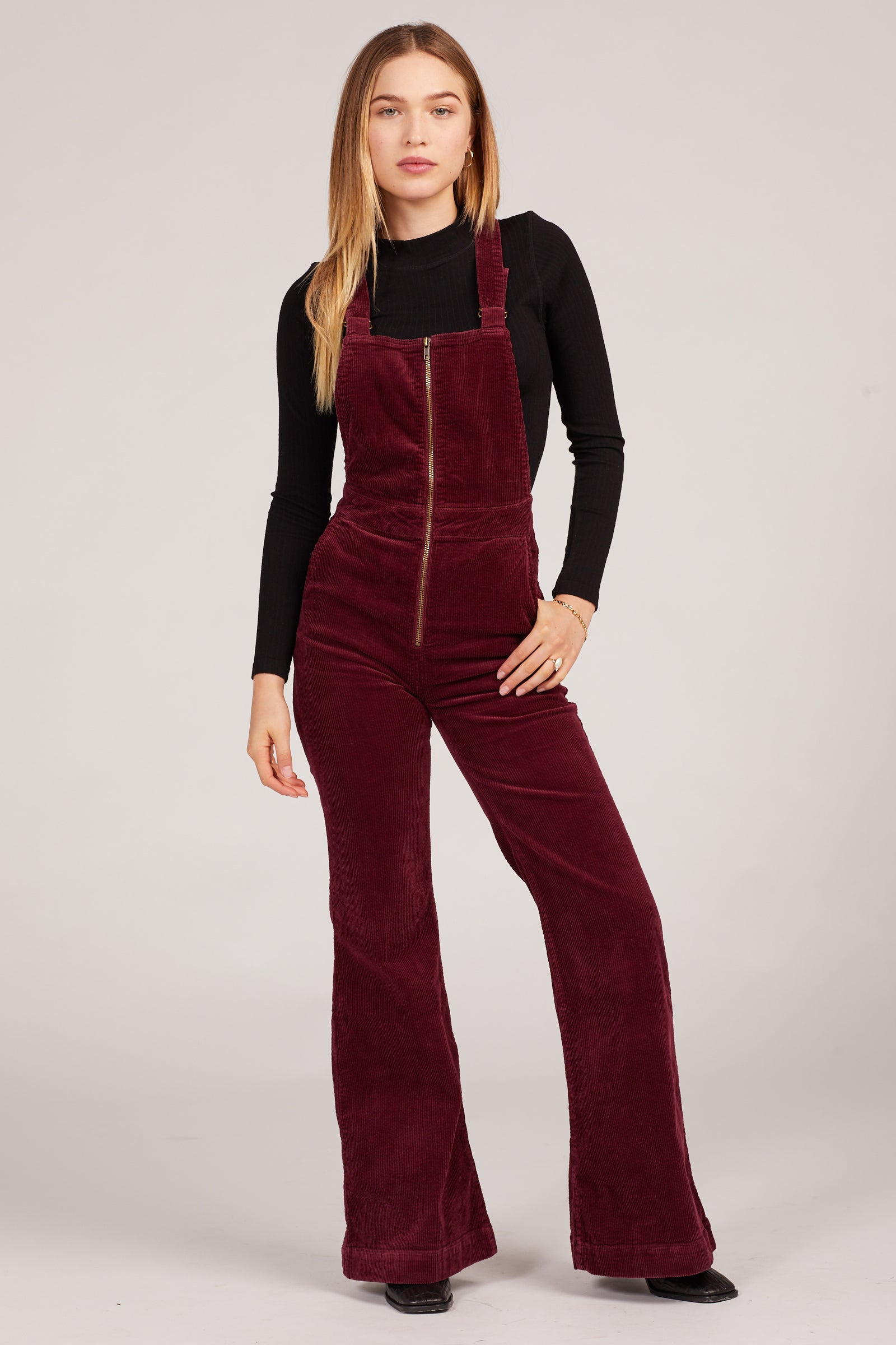 Bordeaux Cord Eastcoast Flare Overalls – Prism Boutique