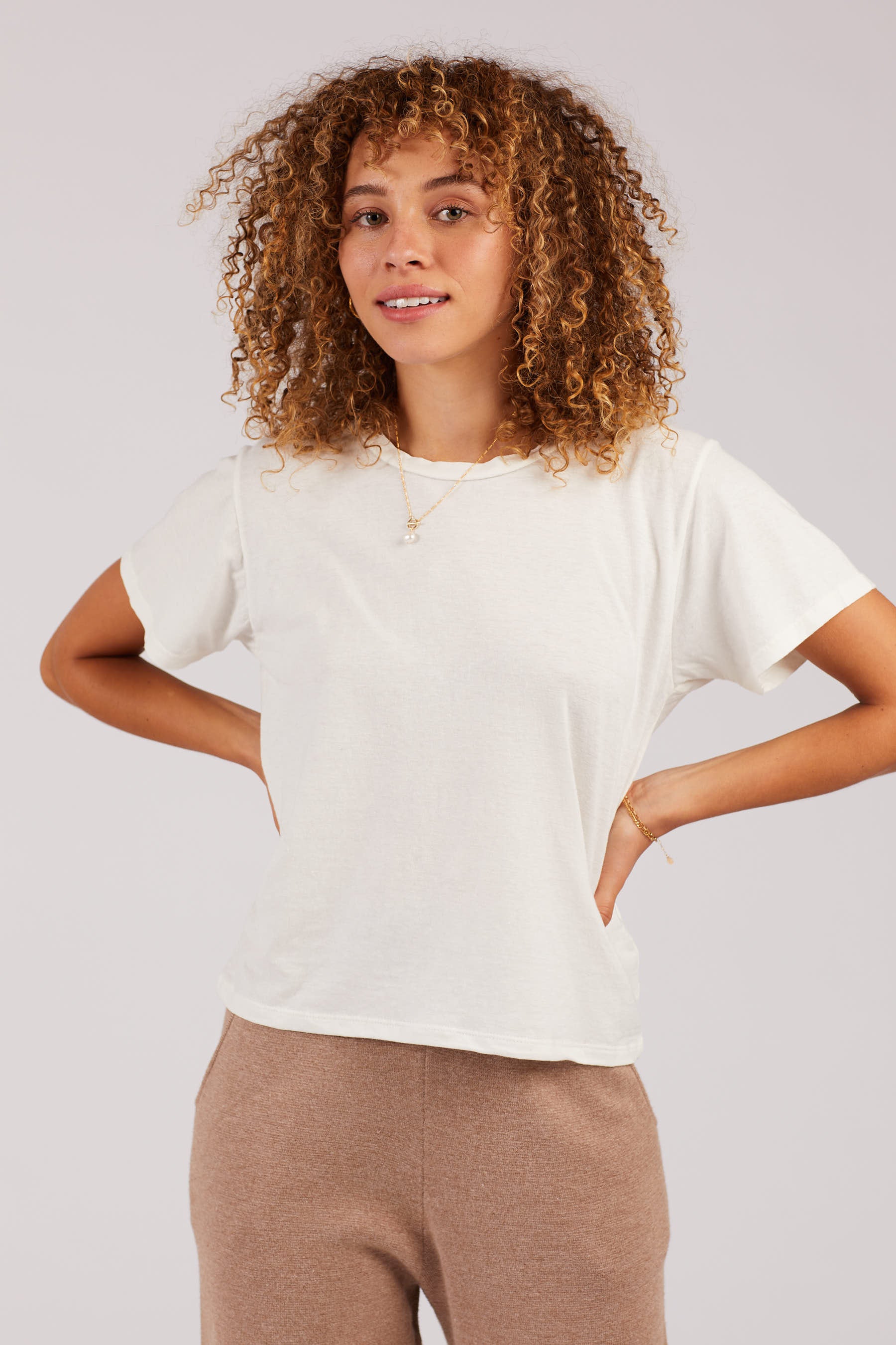 Washed White Cropped Ojai Tee