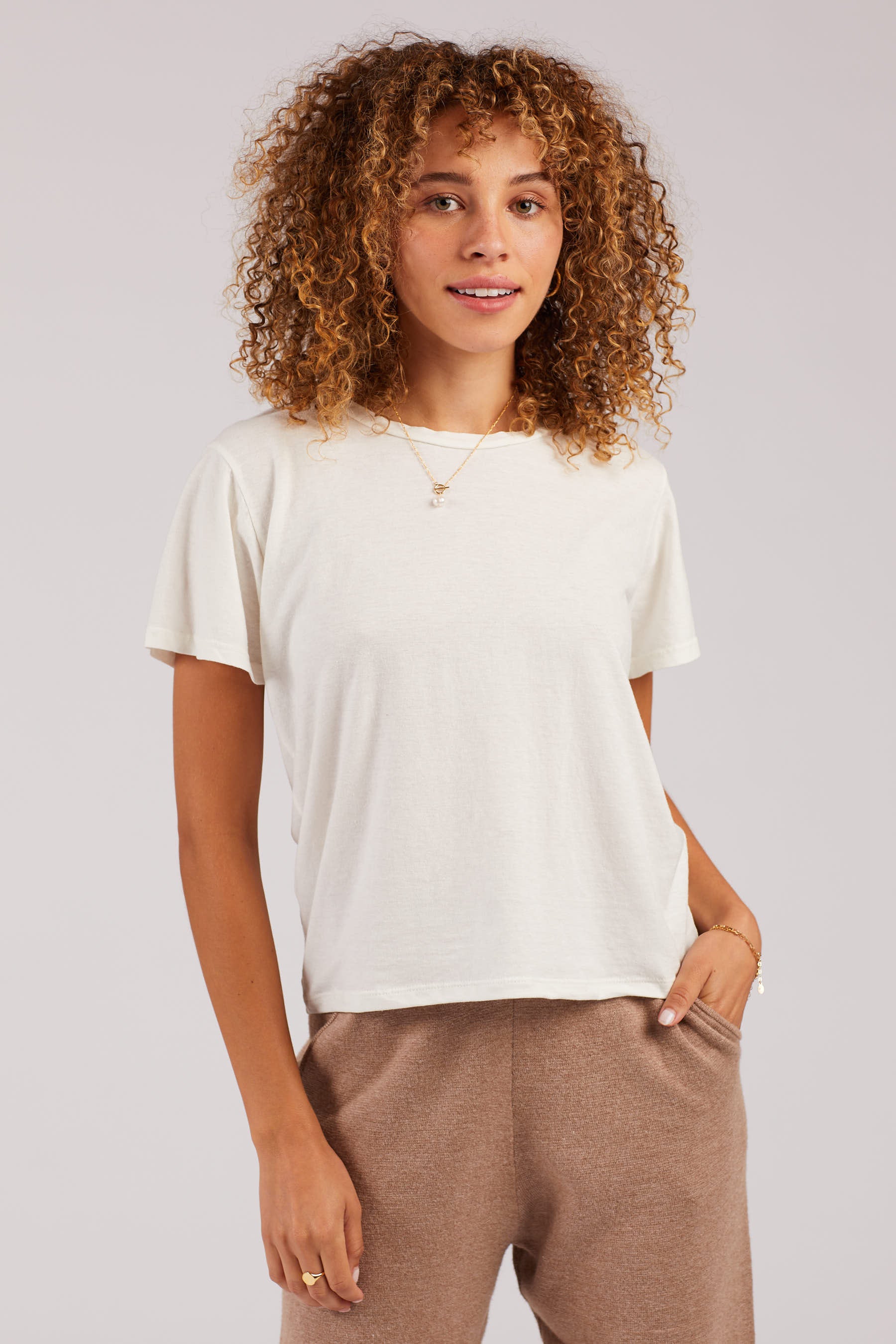 Washed White Cropped Ojai Tee