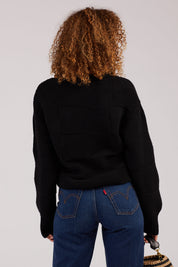 Black Geometric Crewneck Sweater