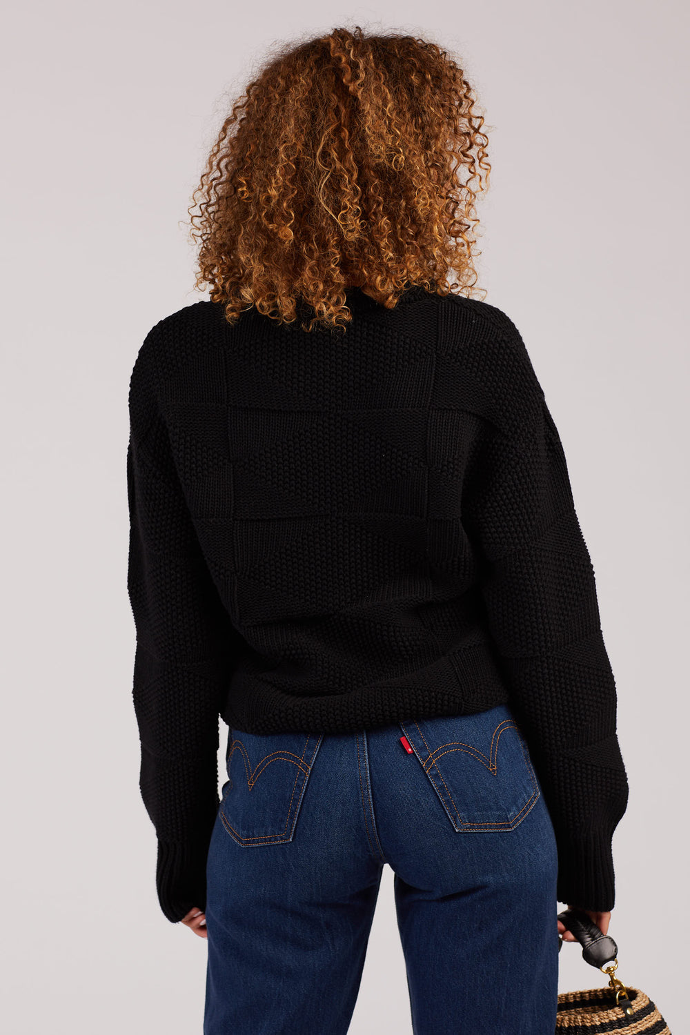 Black Geometric Crewneck Sweater