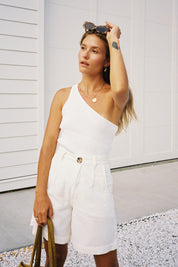 Vintage White Horizon Linen Short