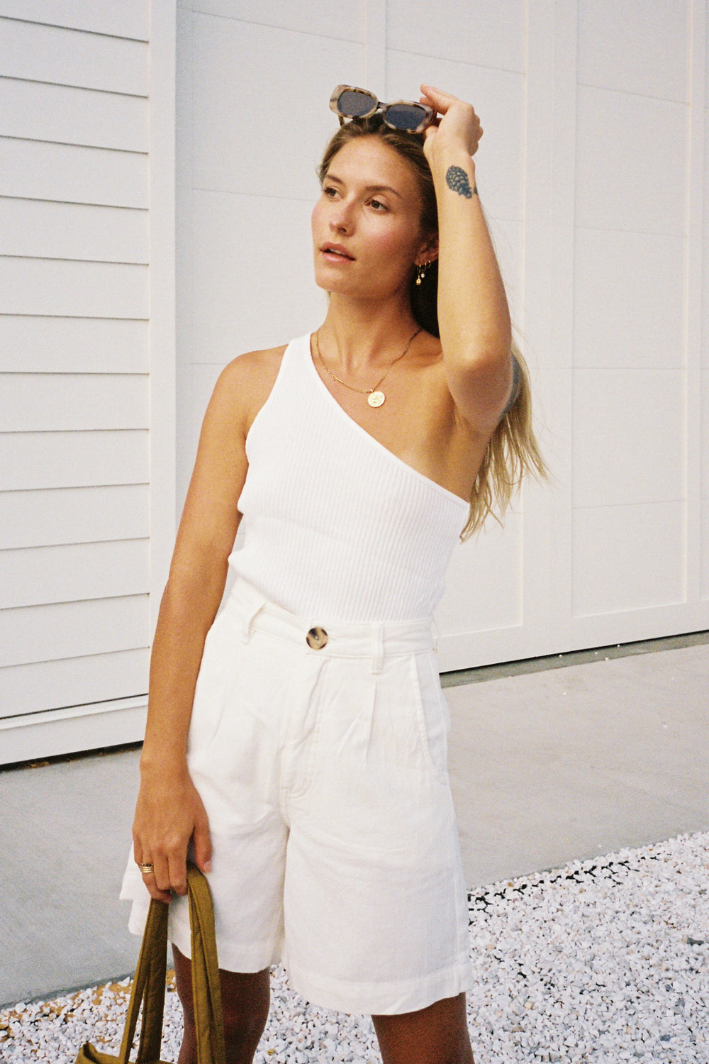 Vintage White Horizon Linen Short