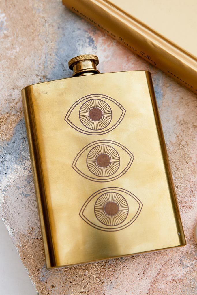 Large Gold Evil Eye Flask