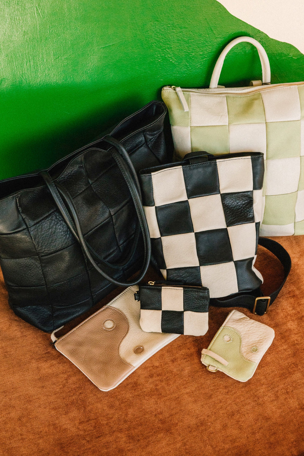 Black Checkered Patchwork Tote
