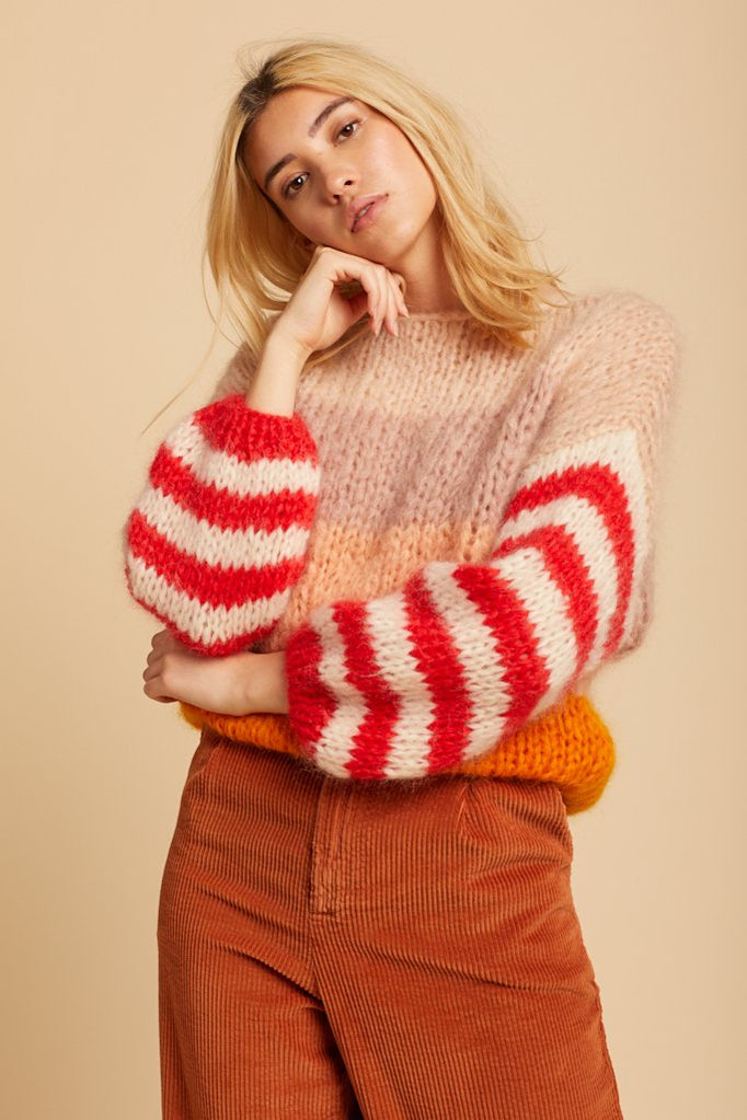 Nudish Stripe Big Mohair Sweater