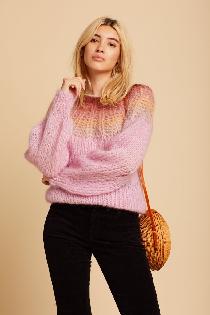Rose Gradient Mohair Sweater