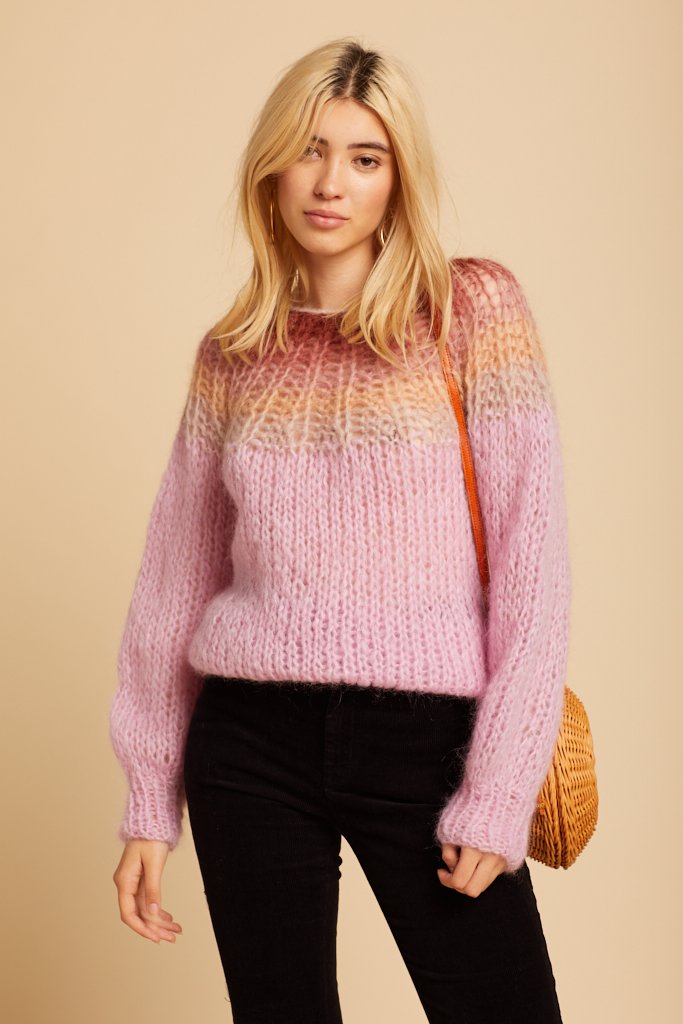 Rose Gradient Mohair Sweater