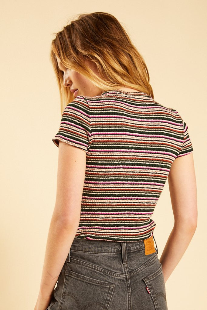 Orchid Stripe Ribbed Baby Tee