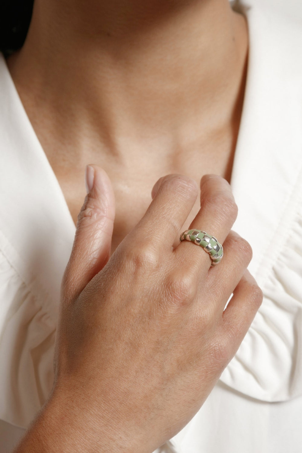 Green + Silver Libby Ring