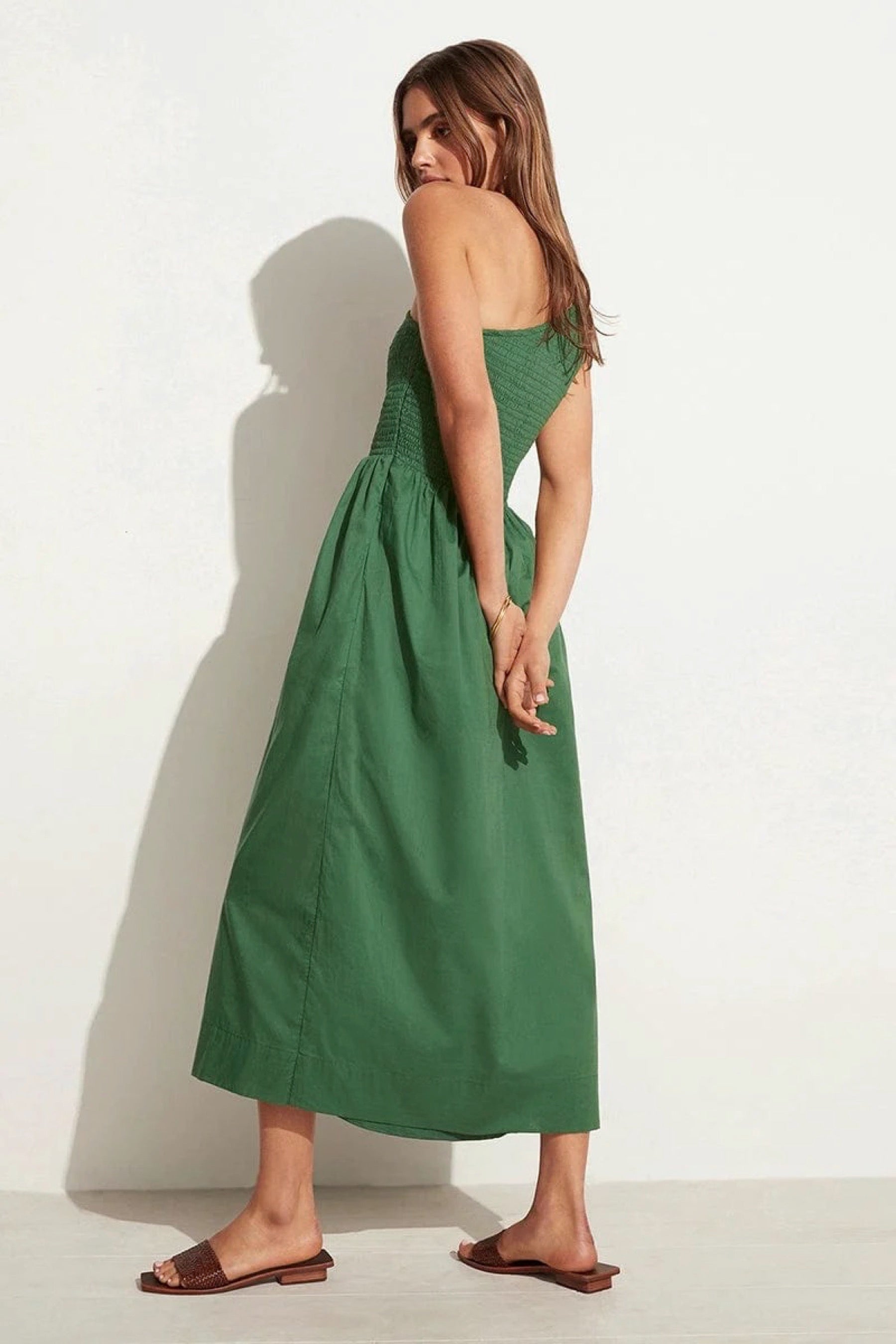 khalani midi dress Dark Green Khalani Dress – Prism Boutique