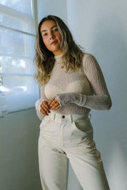 Cream Ross Mesh Top