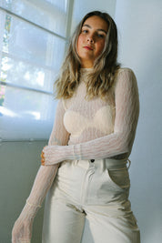Cream Ross Mesh Top