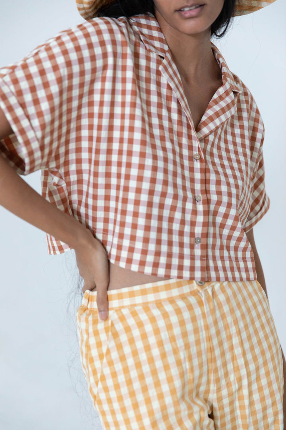 Rust Spring Gingham Top