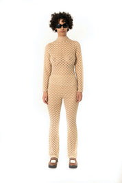 Sand Harmony Checkered Mesh Top