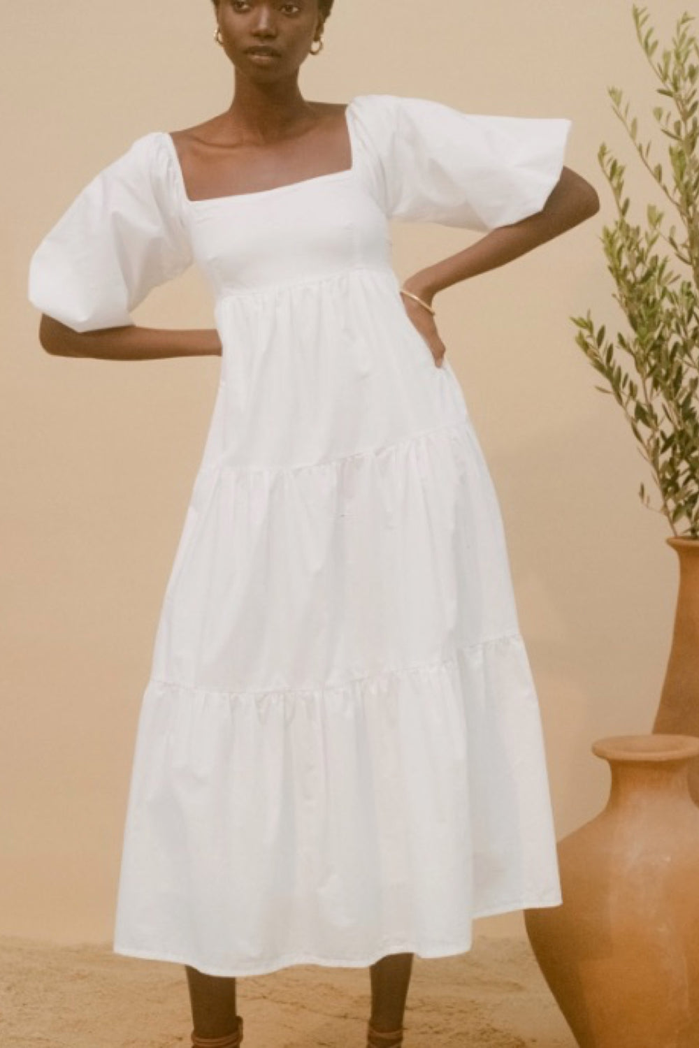 White Kiona Midi Dress