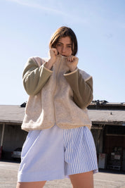 Sage + Tan Lu Zippered Jacket