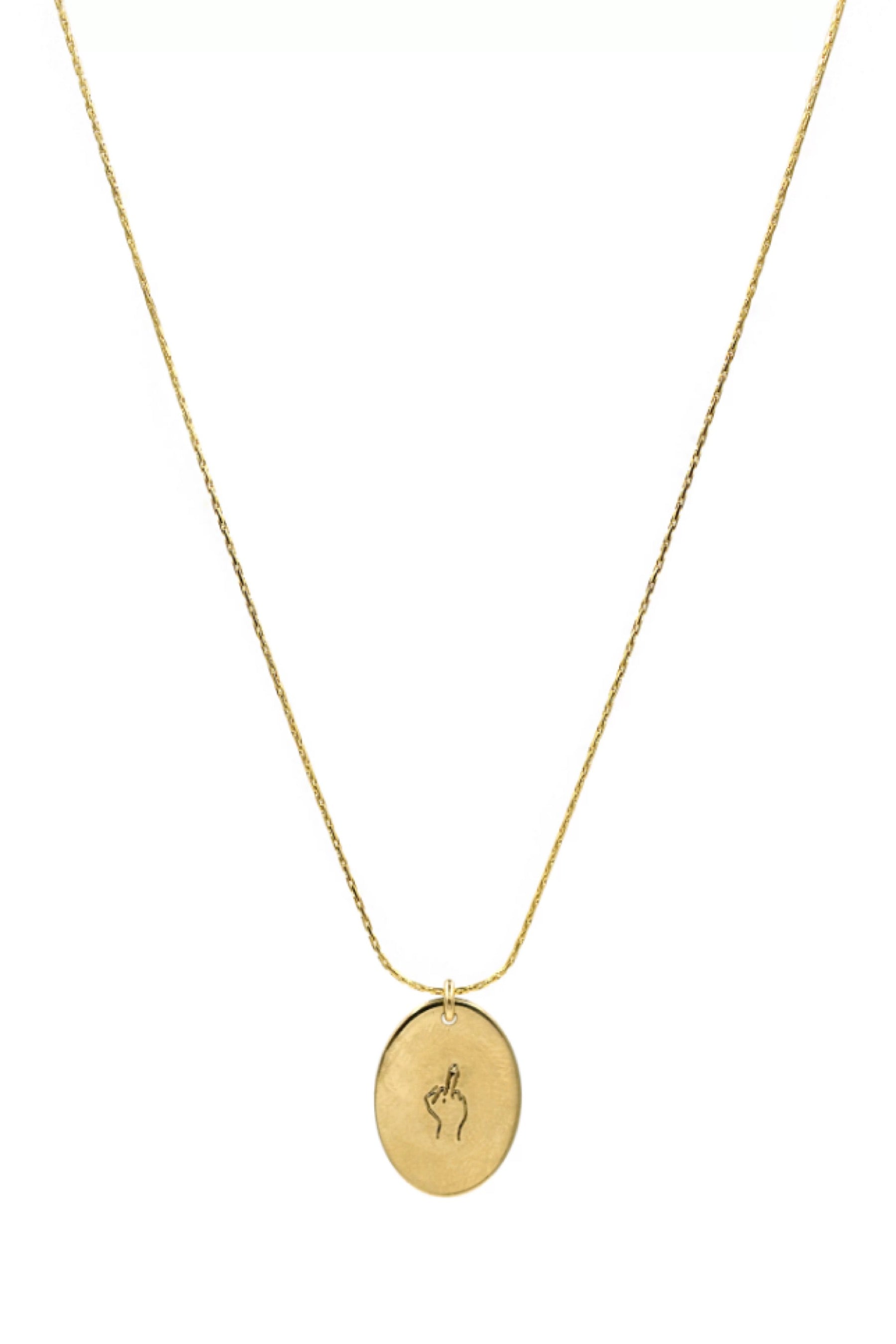 Gold Middle Finger Oval Necklace